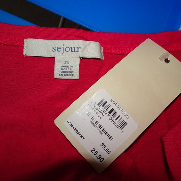 NWT Sejour Nordstrom Pink Plus Size Long Sleeve Tee Blouse - Picture 5 of 6